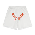 Sp5der Raised Graphic Raw Hem Shorts